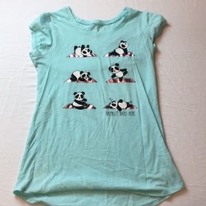 teal justice panda shirt